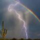 Lightnings and Rainbows: Lightning strikes and a rainbow forms during Minnesota storm