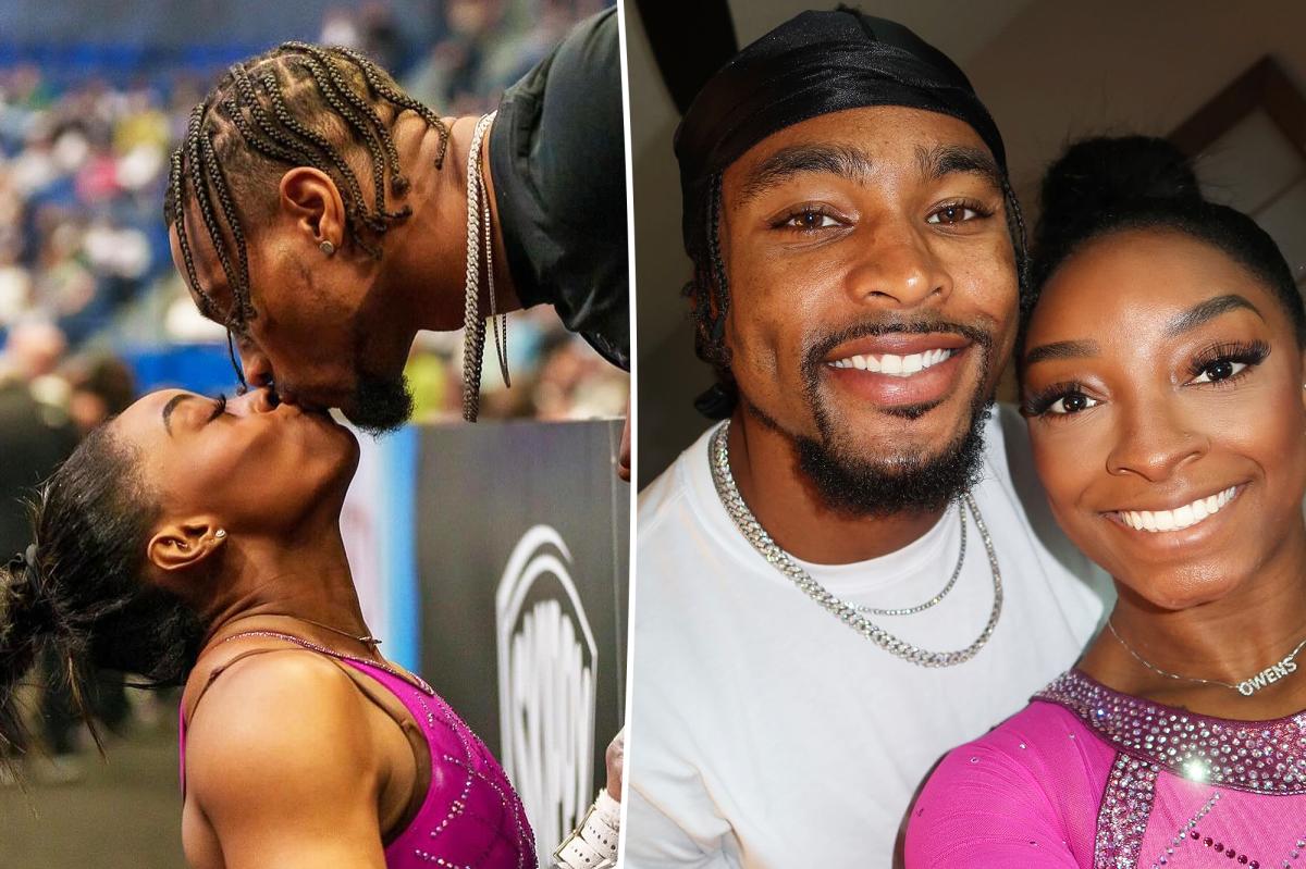 Just In: Simone Biles’ Husband Jonathan Owens shower kisses on his Wife as She Becomes the Most Decorated U.S. Gymnast in Olympic History.