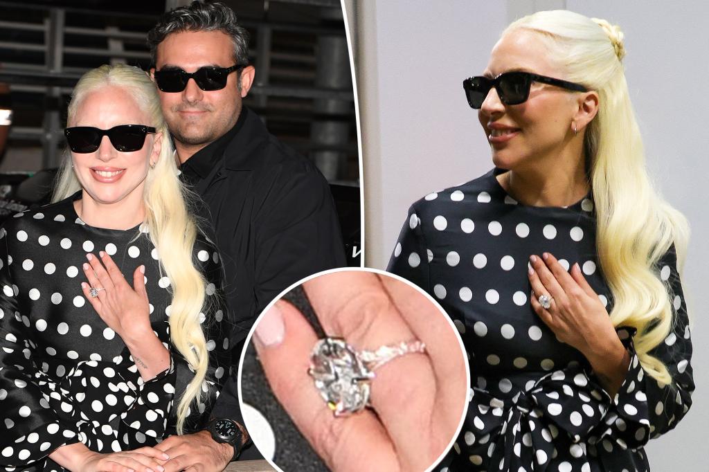 Lady Gaga show off Her Gargantuan Engagement Ring for the First Time at the Venice Film Festival