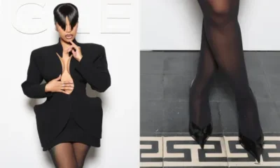 Cardi B Is the Pointy Villain, Wears All Black and Sharp Leather Stilettos to Mugler Spring 2025 Show